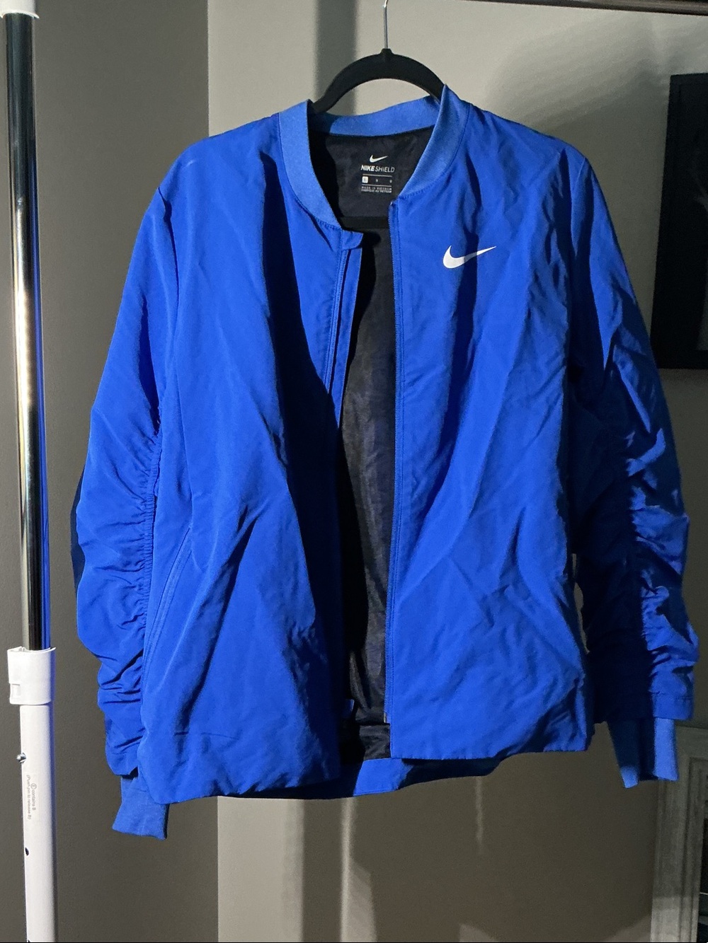 EUC Nike Windshield Full zip Shield Bomber Jacket with White Swoosh
